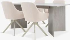 KRONDAL + ROSTRUPMesa KRONDAL L180 travertino + 4 sillas ROSTRUP beis