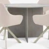 KRONDAL + ROSTRUPMesa KRONDAL Ø110 travertino + 4 sillas ROSTRUP beis