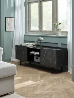 KRONDALMueble TV KRONDAL 2 puertas color mármol/negro