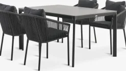 KUMLA + GILJAMesa KUMLA L150 + 4 sillas GILJA gris