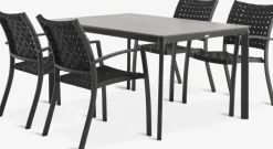 KUMLA + GLOMFJORDMesa KUMLA L150 gris + 4 sillas GLOMFJORD negro