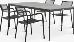 KUMLA + HEMSEDALMesa KUMLA L200 gris + 4 sillas HEMSEDAL negro