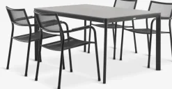 KUMLA + HEMSEDALMesa KUMLA L150 gris + 4 sillas HEMSEDAL negro