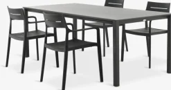 LANGET + INGSTRUPMesa LANGET L207 + 4 sillas INGSTRUP negro