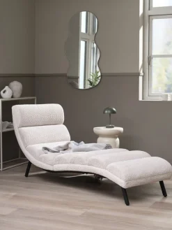 LINDELSESillón chaise longue LINDELSE felpa beis/negro