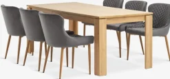 LINTRUP + PEBRINGEMesa LINTRUP L190/280 roble salvaje + 4 sillas PEBRINGE gris