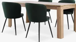 LINTRUP + RISSKOVMesa LINTRUP L190/280 roble + 4 RISSKOV terciopelo verde