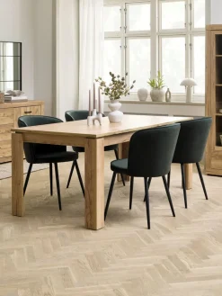 LINTRUP + RISSKOVMesa LINTRUP L190/280 roble + 4 RISSKOV terciopelo verde