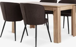 LINTRUP + RISSKOVMesa LINTRUP L140 roble + 4 sillas RISSKOV marrón oscuro