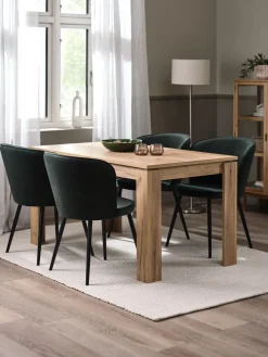 LINTRUP + RISSKOVMesa LINTRUP L140 roble salvaje + 4 RISSKOV terciopelo verde