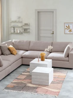 LYBYSofá modular LYBY 5 plazas rinconero tela arena