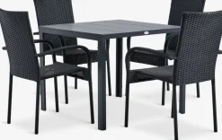 MADERUP + GUDHJEMMesa MADERUP L90 + 4 sillas GUDHJEM negro