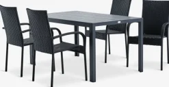 MADERUP + GUDHJEMMesa MADERUP L150 + 4 sillas GUDHJEM negro