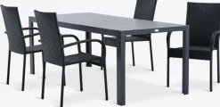 MADERUP + GUDHJEMMesa MADERUP L205 + 4 sillas GUDHJEM negro