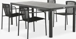 MADERUP + KRISTIANSTADMesa MADERUP L205 negro + 4 sillas KRISTIANSTAD verde