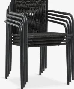MADERUP + KRISTIANSTADMesa MADERUP L150 negro + 4 sillas KRISTIANSTAD verde