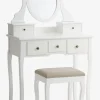 MALLINGTocador + taburete MALLING con espejo blanco/beis