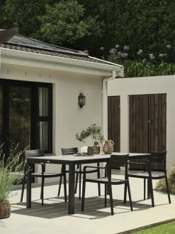 MARIELYST + INGSTRUPMesa MARIELYST L205 gris + 4 sillas INGSTRUP negro