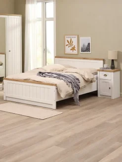 MARKSKELEstructura cama MARKSKEL 135x190 blanco/roble salvaje nat