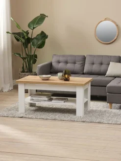 MARKSKELMesa de centro MARKSKEL 60x110 blanco/color roble salvaje