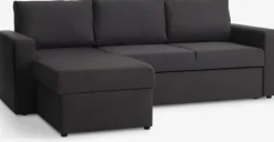 MARSLEVSofá cama con chaise longue MARSLEV tela gris oscuro