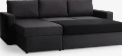 MARSLEVSofá cama con chaise longue MARSLEV tela gris oscuro