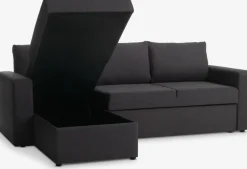MARSLEVSofá cama con chaise longue MARSLEV tela gris oscuro