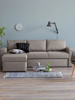 MARSLEVSofá cama con chaise longue MARSLEV tela gris claro