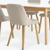 MARSTRAND + ADSLEVMesa MARSTRAND L200/280 blanco + 4 sillas ADSLEV beis