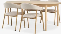 MARSTRAND + EJSINGMesa MARSTRAND L200 roble natural + 4 sillas EJSING beis