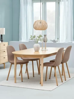 MARSTRAND + EJSTRUPMesa MARSTRAND L200/280 roble natural+4 EJSTRUP arena oscuro