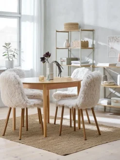 MARSTRAND + JONSTRUPMesa MARSTRAND Ø110 roble + 4 JONSTRUP felpa blanco crudo