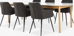 MARSTRAND + PURHUSMesa MARSTRAND L200/280 blanco + 4 sillas PURHUS gris