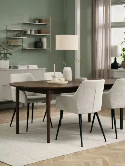 MARSTRAND + PURHUSMesa MARSTRAND L200/280 roble + 4 sillas PURHUS blanco crudo