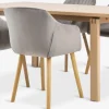 MEJLSKOV + ADSLEVMesa MEJLSKOV L180 roble + 4 sillas ADSLEV terciopelo gris