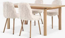 MEJLSKOV + JONSTRUPMesa MEJLSKOV L180 roble + 4 JONSTRUP felpa blanco crudo