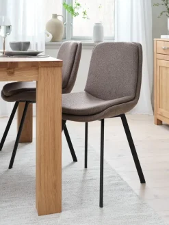 MELBYSilla de comedor MELBY tela marrón claro/negro
