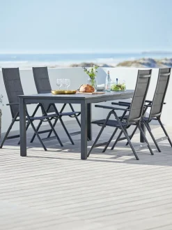 MOSS + MYSENMesa MOSS L214/315 + 4 sillas MYSEN gris