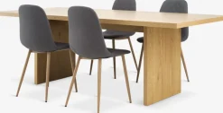 MUNKEBY + JONSTRUPMesa MUNKEBY L220 roble cálido + 4 JONSTRUP asfalto