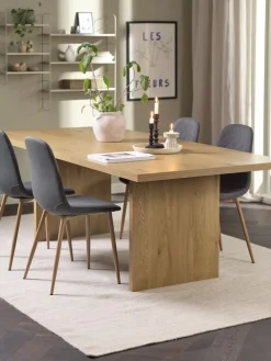 MUNKEBY + JONSTRUPMesa MUNKEBY L220 roble cálido + 4 JONSTRUP asfalto