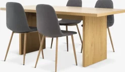 MUNKEBY + JONSTRUPMesa MUNKEBY L180 roble cálido + 4 JONSTRUP asfalto
