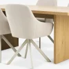 MUNKEBY + ROSTRUPMesa MUNKEBY L180 roble cálido + 4 sillas ROSTRUP beis