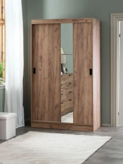 ODDERArmario ODDER 120x201 2 puertas correderas con espejo roble