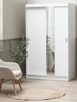 ODDERArmario ODDER 120x201 2 puertas correderas con espejo blanco