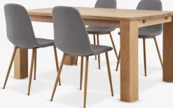 OLDE + JONSTRUPMesa OLDE L160 roble natural + 4 sillas JONSTRUP gris