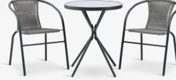 RADSTRUP + GRENAAMesa RADSTRUP Ø60 negro + 2 sillas GRENAA gris