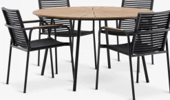 RANGSTRUP + NABEMesa RANGSTRUP Ø130 natural/negro + 4 sillas NABE negro