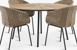 RANGSTRUP + TUERNEMesa RANGSTRUP Ø130 + 4 sillas TUERNE natural