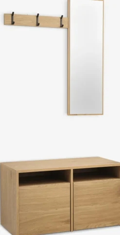 RAVSTEDMueble recibidor RAVSTED espejo 2 cajones color roble cálido