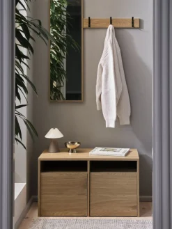 RAVSTEDMueble recibidor RAVSTED espejo 2 cajones color roble cálido